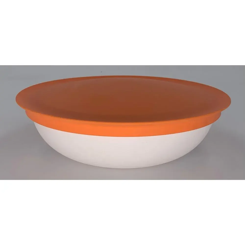 Tupperware Bowl With Lid Orange White Chic Small Serving Container Round